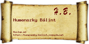 Humenszky Bálint névjegykártya