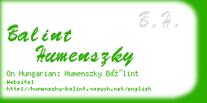 balint humenszky business card